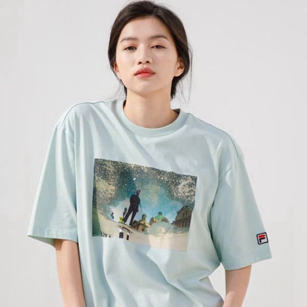 Fila Artist Graphic S/S Women's T-Shirts - Turquoise,NZ 132-19850